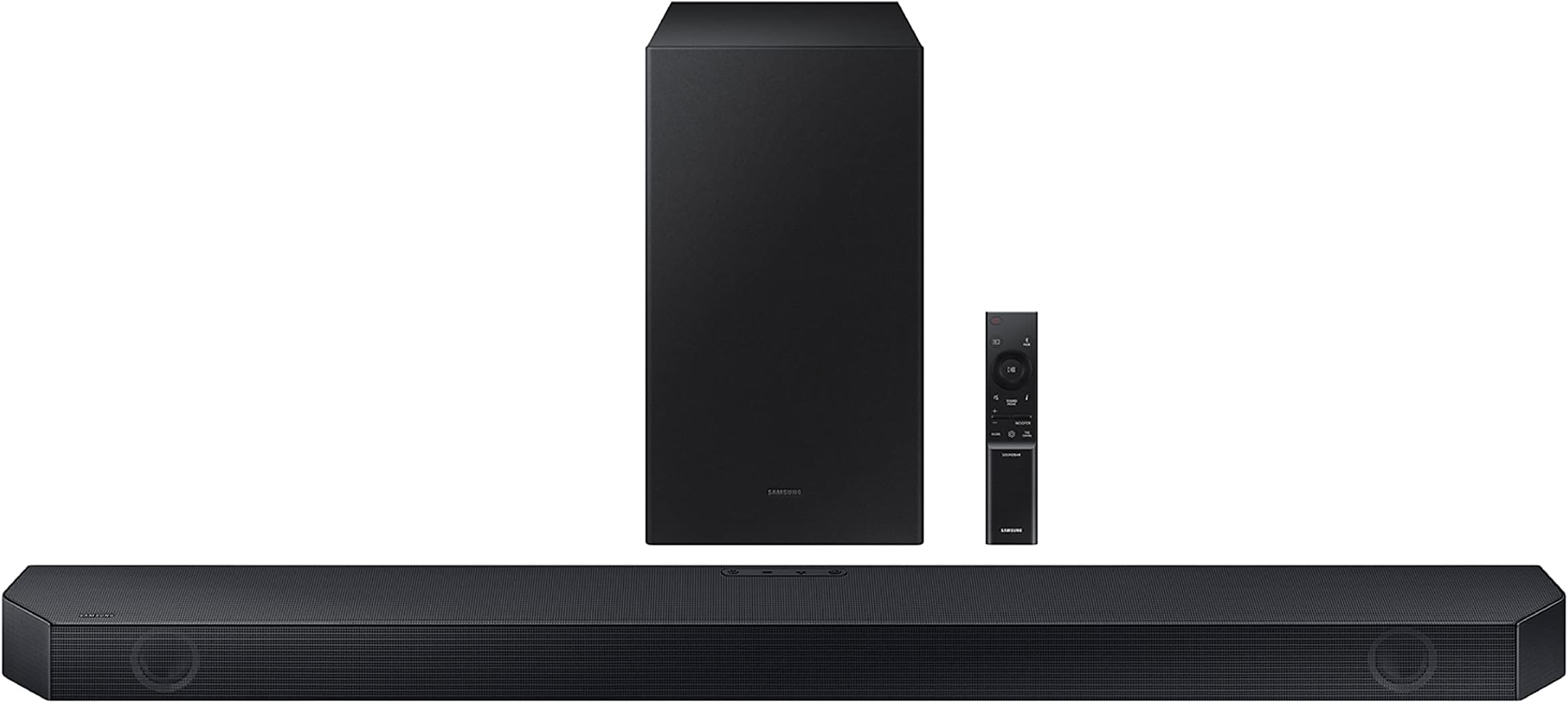 HW-Q60C 3.1ch Soundbar w/Dolby Audio, Q-Symphony, Adaptive Sound Lite, HDMI eARC, Game Mode, Bluetooth, Tap Sound, Wireless Surround Sound Compatible, Black