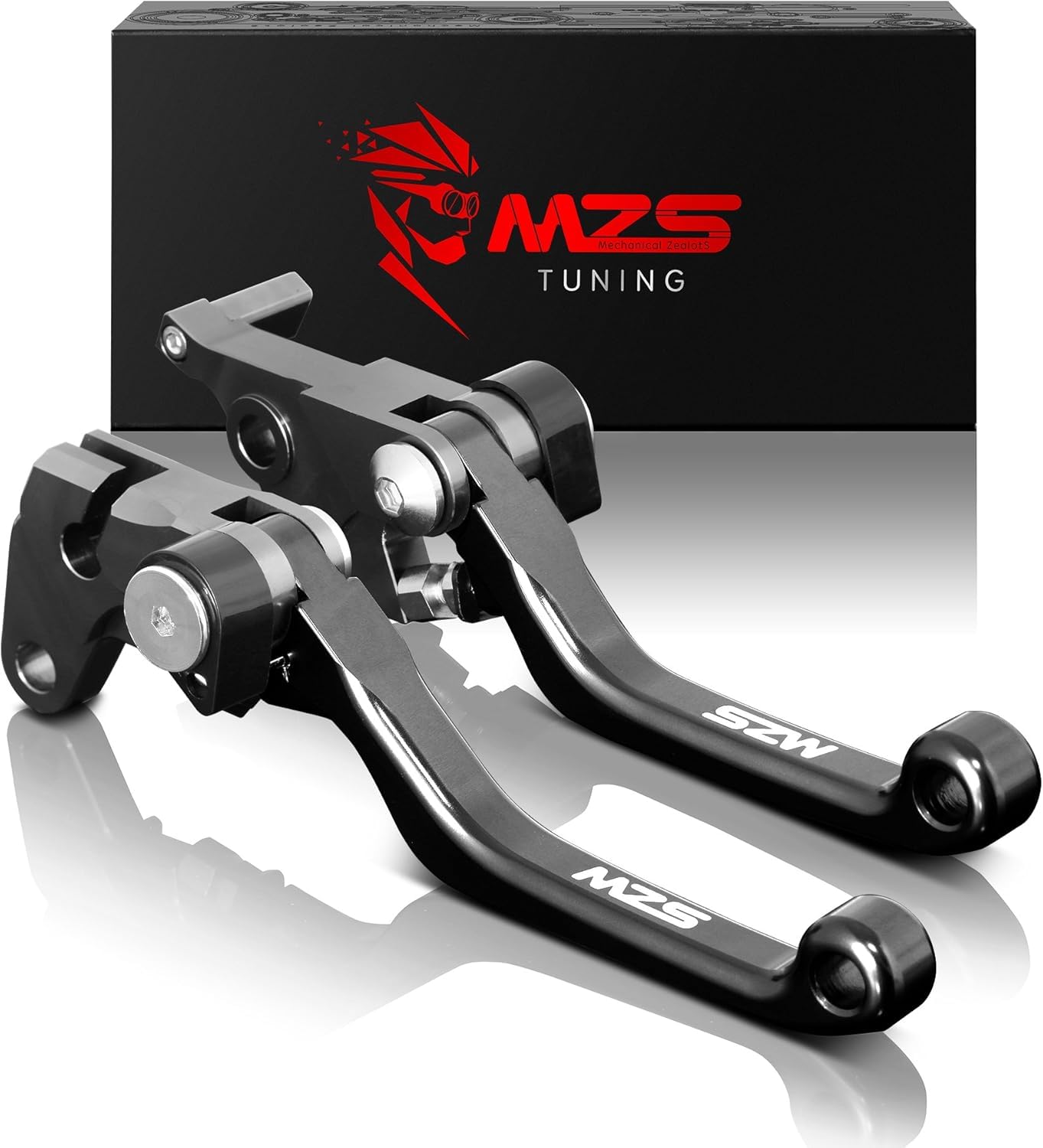 MZS CNC Pivot Brake Clutch Levers Compatible with DR200S 2015-2019 | DR250R 1996-2000 | DRZ400S DRZ400SM 2000-2017 | DJEBEL250XC 1998-2007 Black