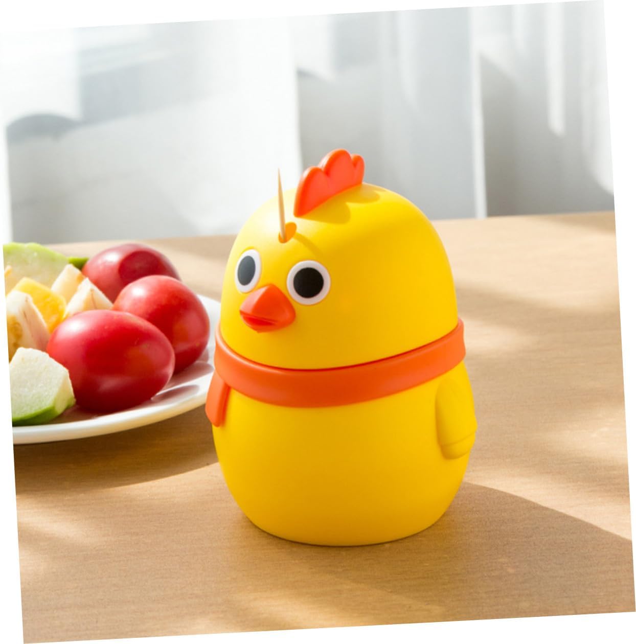 Healifty 3pcs Cartoon Chicken Toothpick Holder Press-type Small Toothpick Container Desktop for Home Kitchen with Yellow Colors