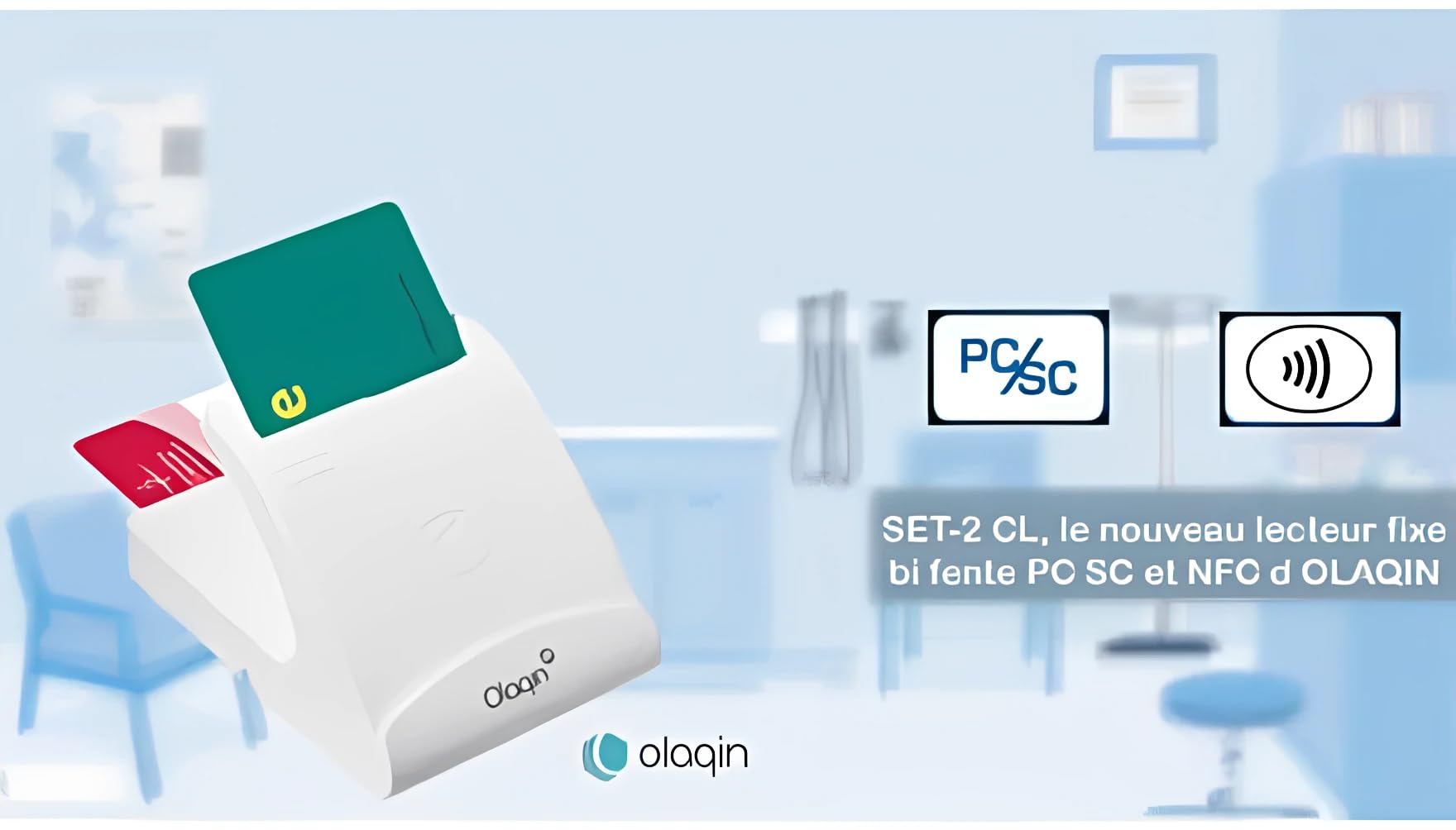 Lecteur Carte sesam Vitale Set 2 sans Contact contactless olaqin - Bifente (CPS/Vitale & sans Contact (NFC) – Compatible CPS, Windows, Mac, Linux – Plug & Play