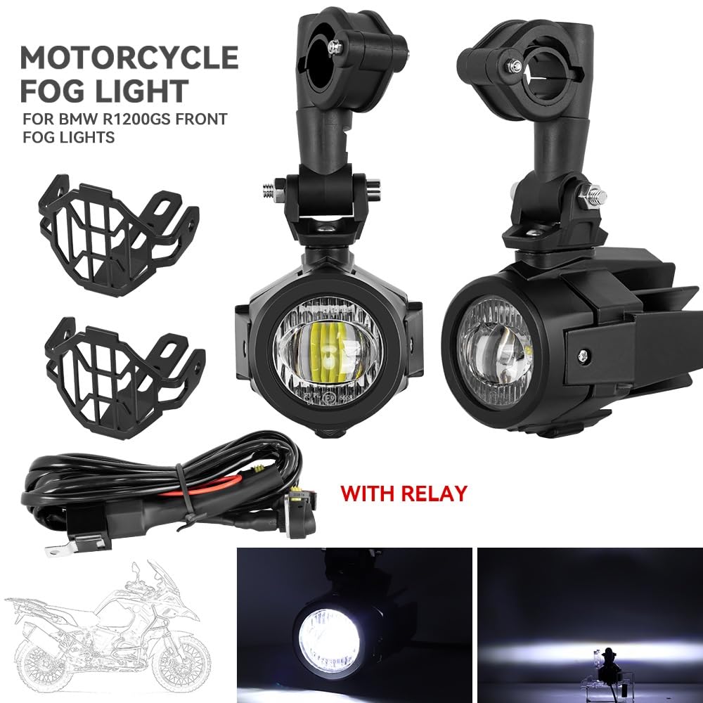 Dirt Bike Reflektor Pasuje do GS 1200 motocyklowe światła przeciwmgielne pomocnicze reflektory LED światło przeciwmgielne dodatkowe reflektory światła do jazdy(Cover and light)