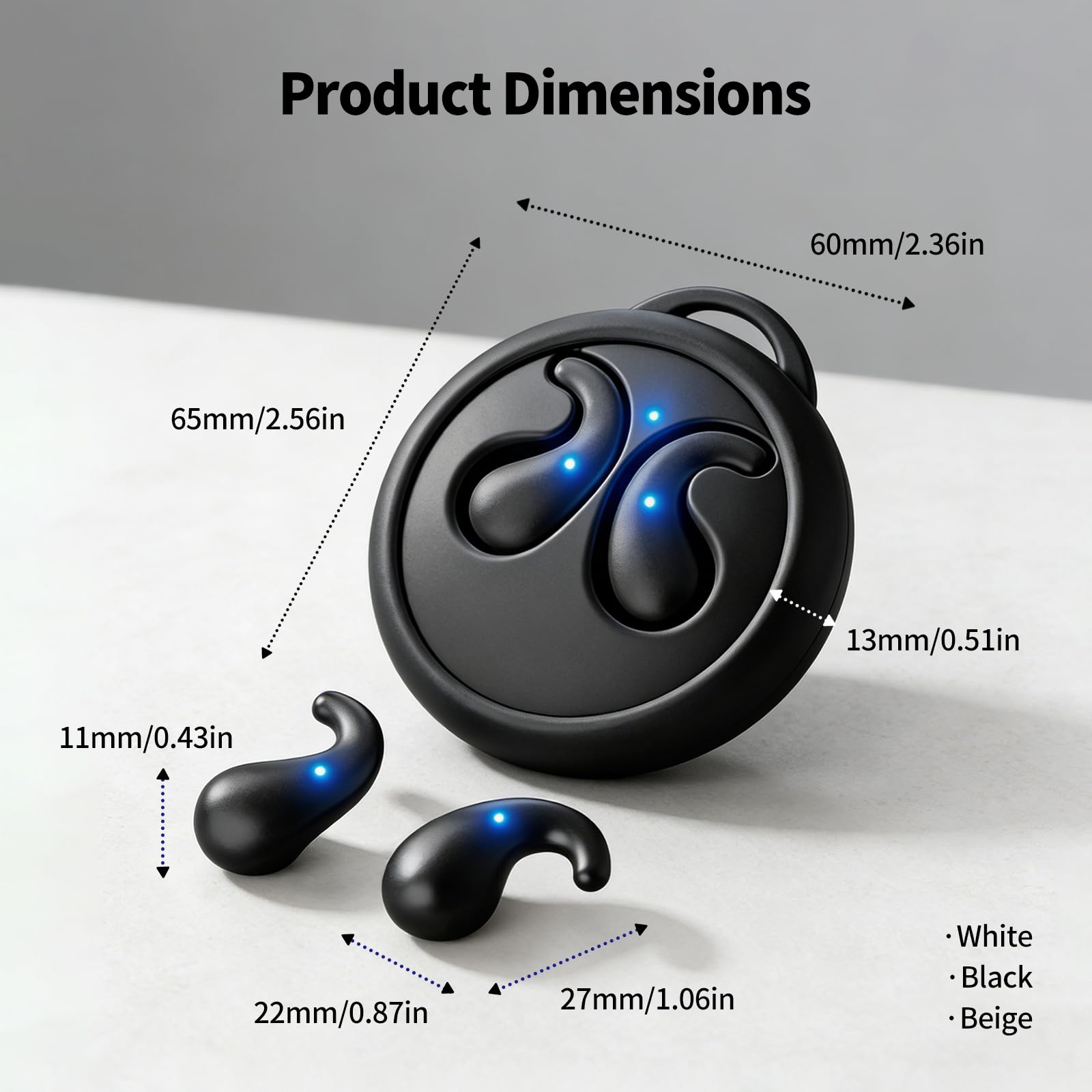 Tapones para los oídos para dormir. Mini auriculares invisibles inalámbricos Bluetooth 5.4 tipo miniatura con cancelación de ruido para oídos pequeños, adecuados para uso en sueño (blanco)