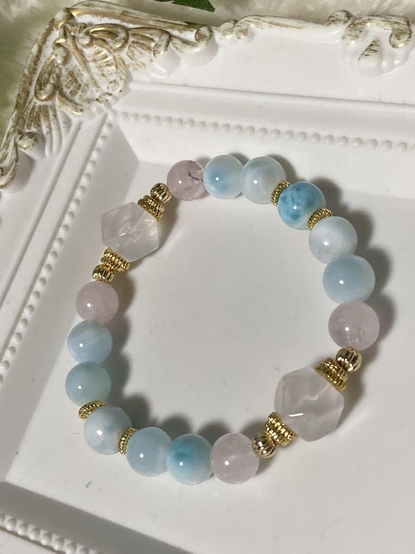 Amazon.co.jp: B252ラリマーデザインブレスレット size14 : ファッション