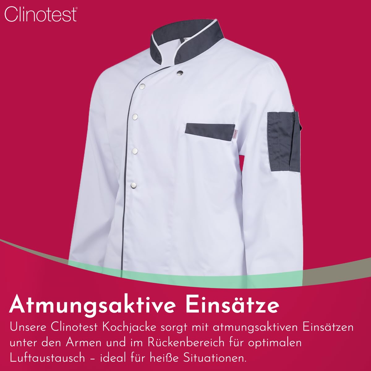 Clinotest Set aus Kochjacke und Hose Unisex Langarm – Kochfest bis 95°C – Strapazierfähig & langlebig – Perfekt für Profiköche & Gastronomie
