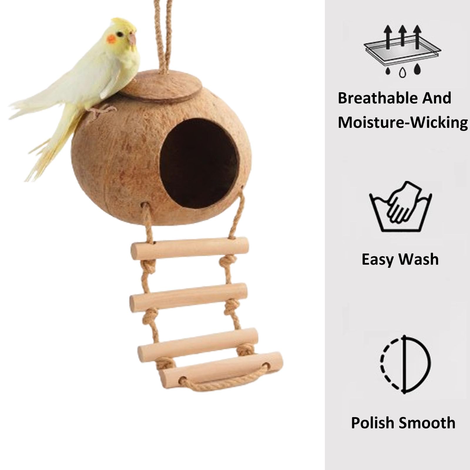 Nido di Cocco per Uccelli, Uccelli in Cocco Nido Decorativo, Nido di Noce di Cocco per Uccelli, per Uccelli in Stile Scala, Resistente Alle Intemperie per Piccoli Uccelli, Rettili, Amanti Del Giardino