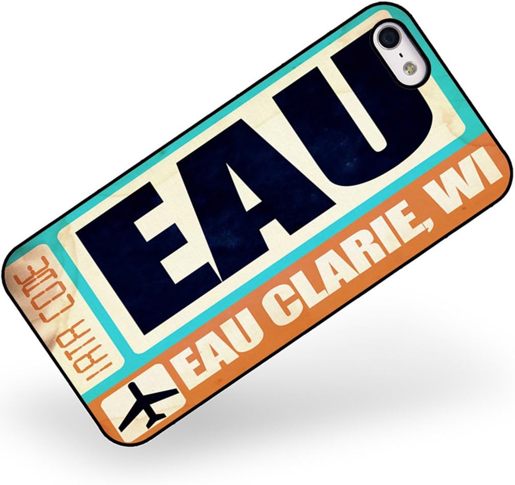 Rubber Case for iphone 5 5s Airportcode EAU Eau Clarie, WI - Neonblond
