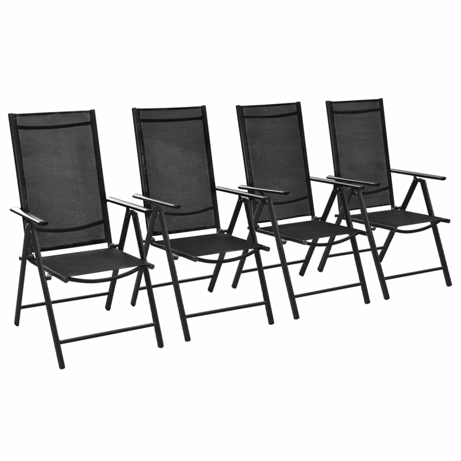 Chaises de jardin pliantes alu et textilène noir
