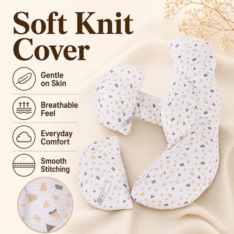 Image of Pregnancy Pillow, Maternity Body Pillow for Back Pain Relief & Full Body Support, Comfortable Pillow with Removable & Adjustable Cover for Pregnant Women