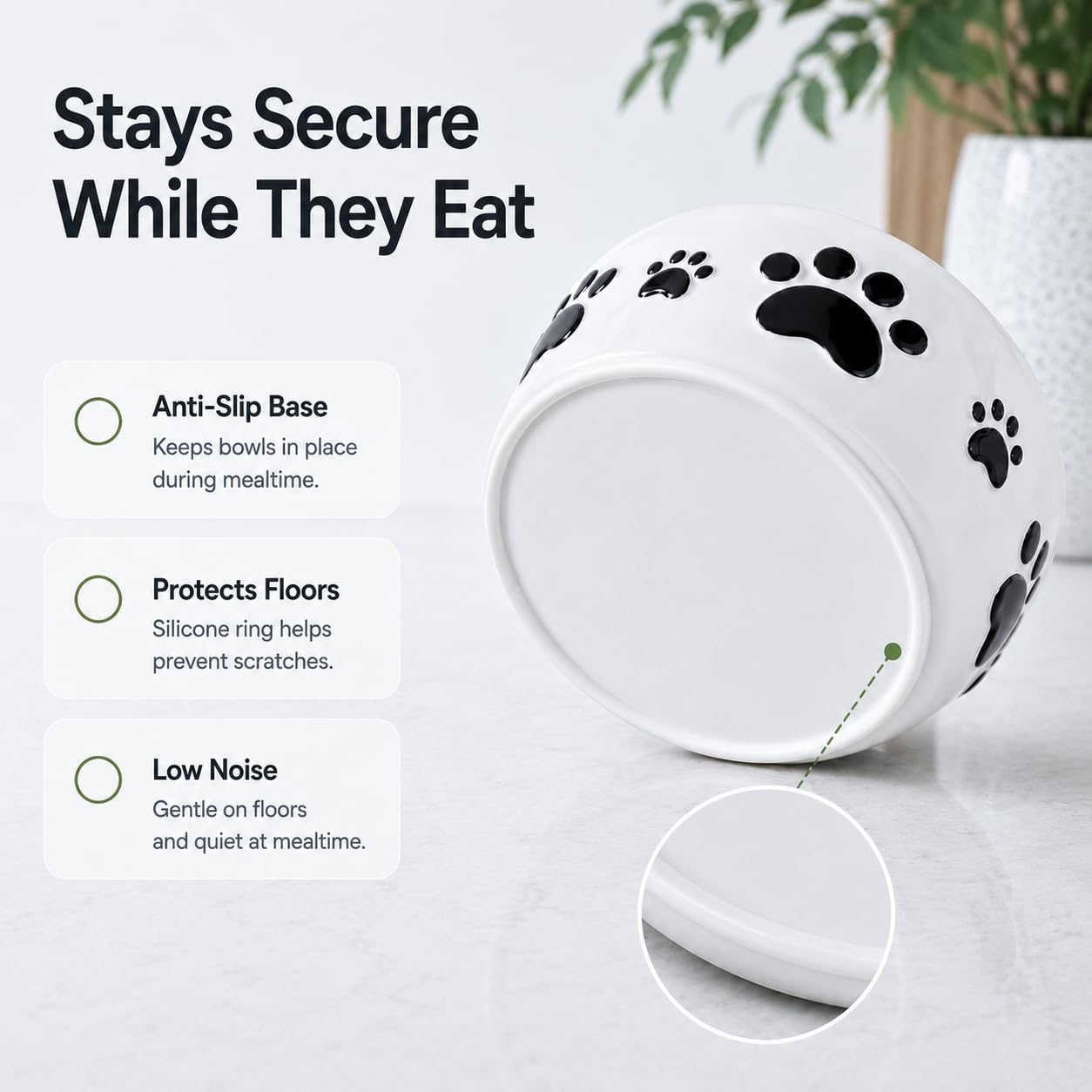 Keramik-Hundenäpfe für mittelgroße Hunde – 16,5 cm rund × 6,5 cm hoch, Hundefutternapf & Wassernapf für Hunde, mittelgroße Hundenäpfe mit Anti-Rutsch-Ringen – Futter- und Wassernäpfe für kleine bis