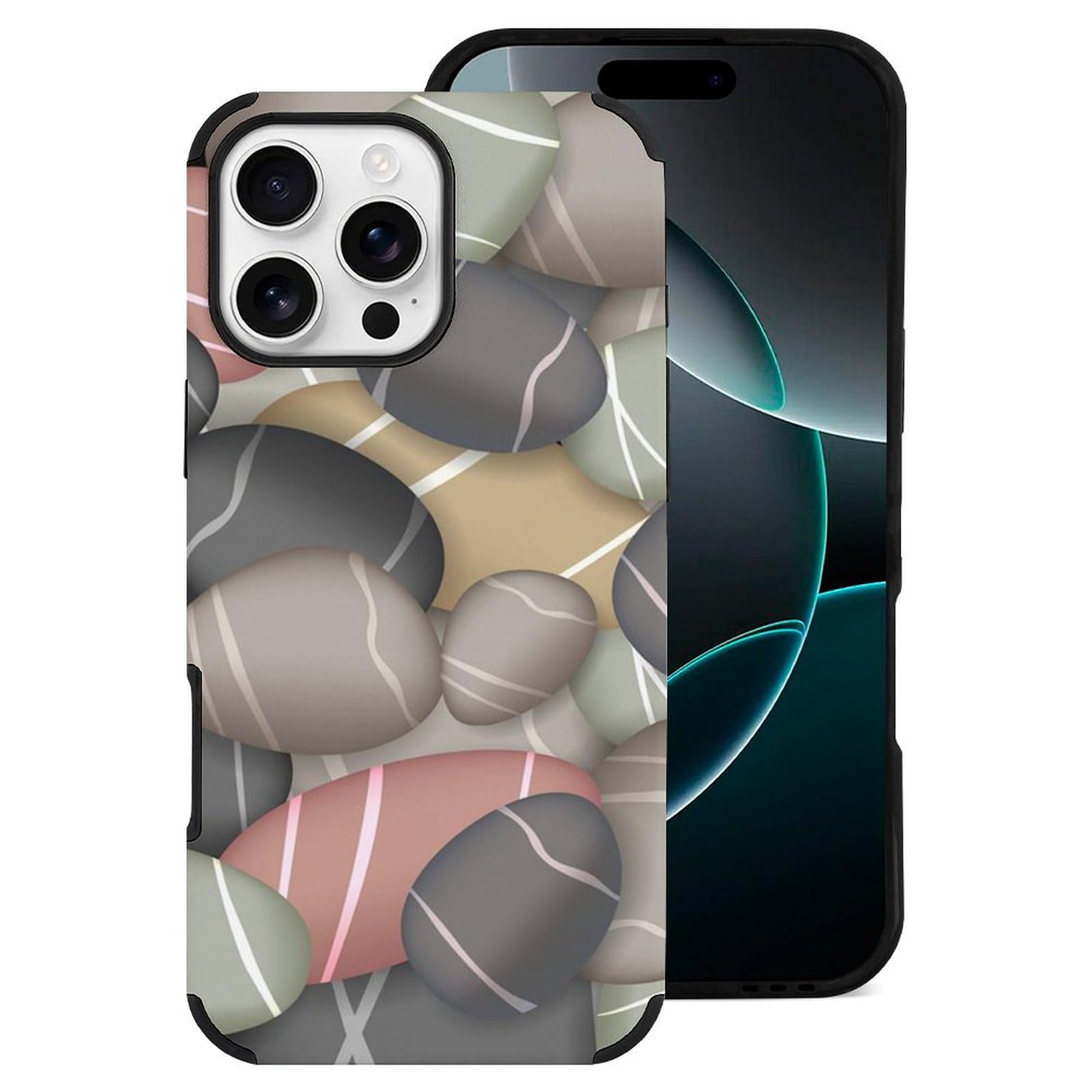 Sea Pebbles Compatible with iPhone 16 Case Shockproof Anti-Scratch Soft Case Fiber Skin