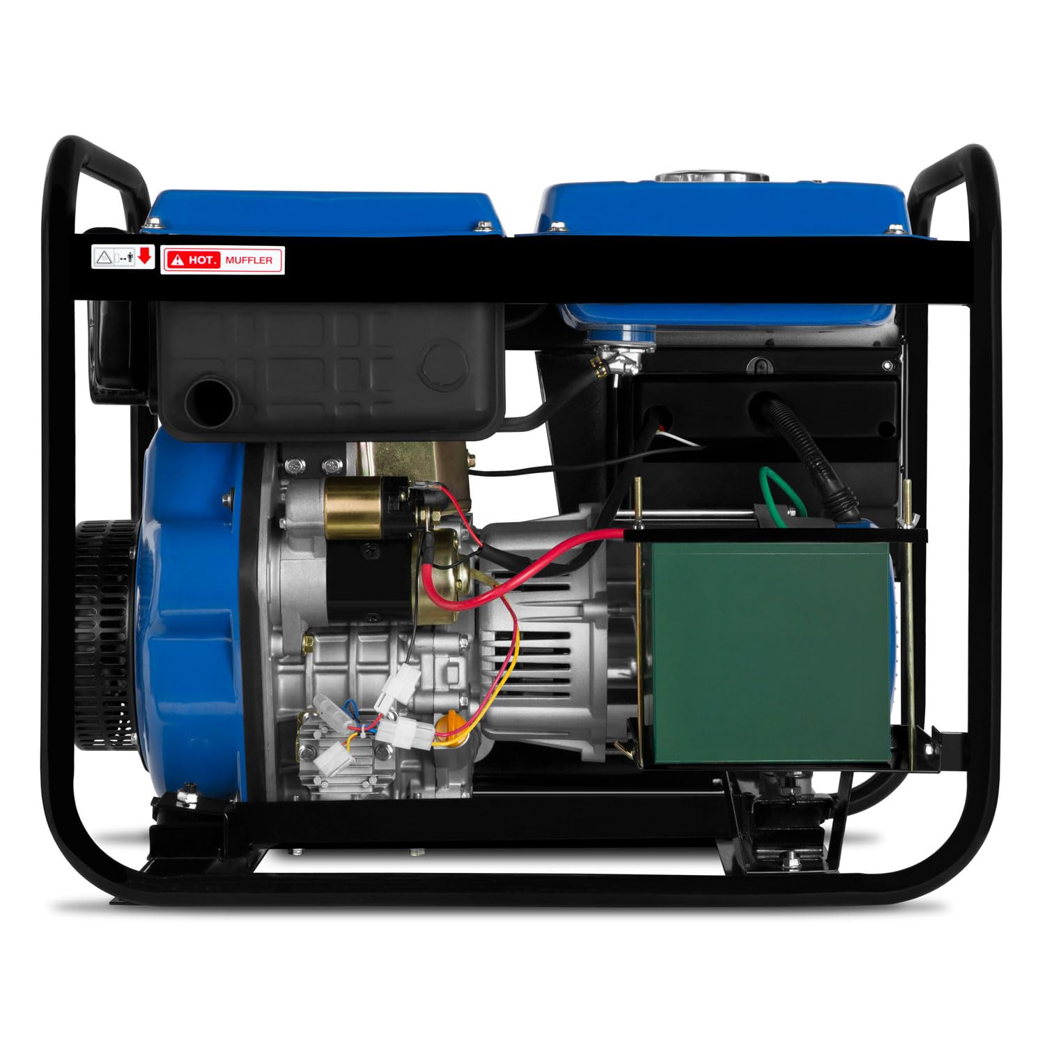 EBERTH Awaryjny agregat prądotwórczy 5000 W, generator prądu z silnikiem wysokoprężnym 10 KM, 4-suwowy, elektryczny rozrusznik, 3-fazowy, 1 x 400 V, 1 x 230 V, 1 x 12 V, automatyczny regulator