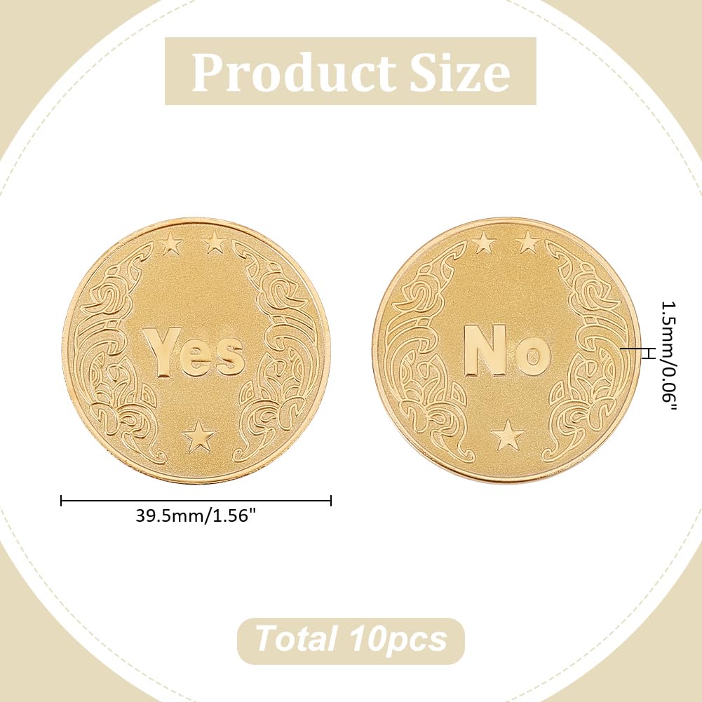 CRAFTYMELODY 10Pcs Alloy Yes/No Decision Coin Challenge Coin Decision Maker Flip Portable Double Sided Making Flipping Funny Heads and Tails for Man Women Party Game Holiday Office Gold - Image 2