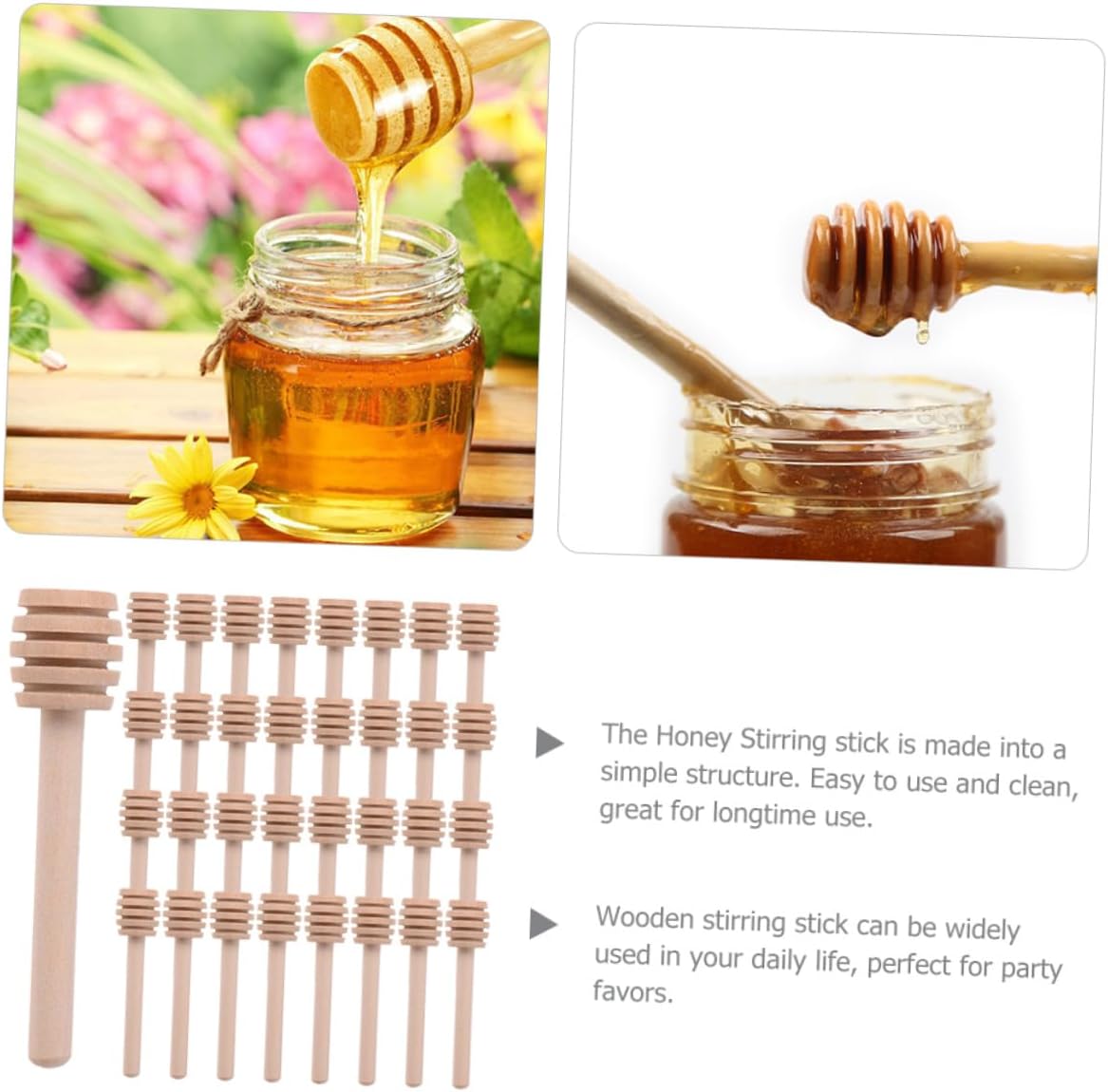 40 Pack Wooden Honey Dipper Sticks for Jar Stirring and Drizzling image 5