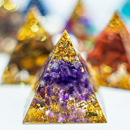 Miniatura 8 de Mini generador de energía de pirámide de cristal natural, cuarzo, amatista, reiki, curación de chakras, resina, pirámide, herramienta de meditación