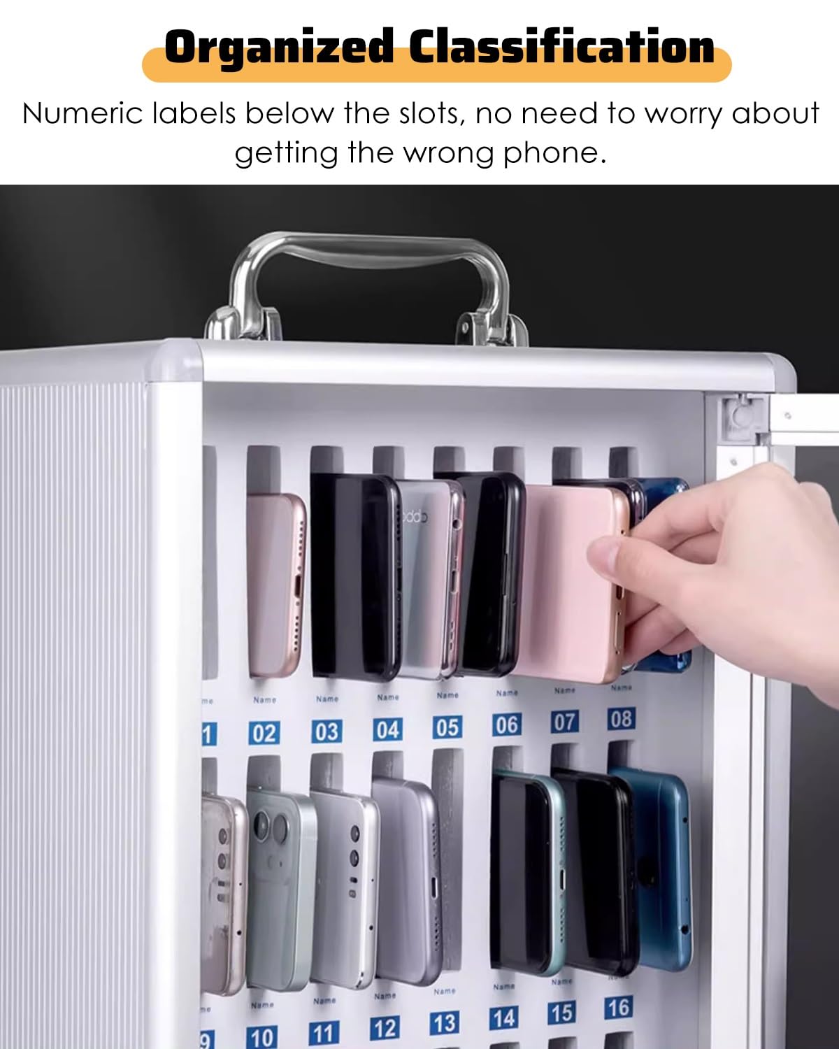 Caja de almacenamiento para teléfonos celulares para aulas con cerraduras y armario de almacenamiento tipo cárcel de acrílico transparente, estación de carga móvil para teléfonos, caja de almacenami