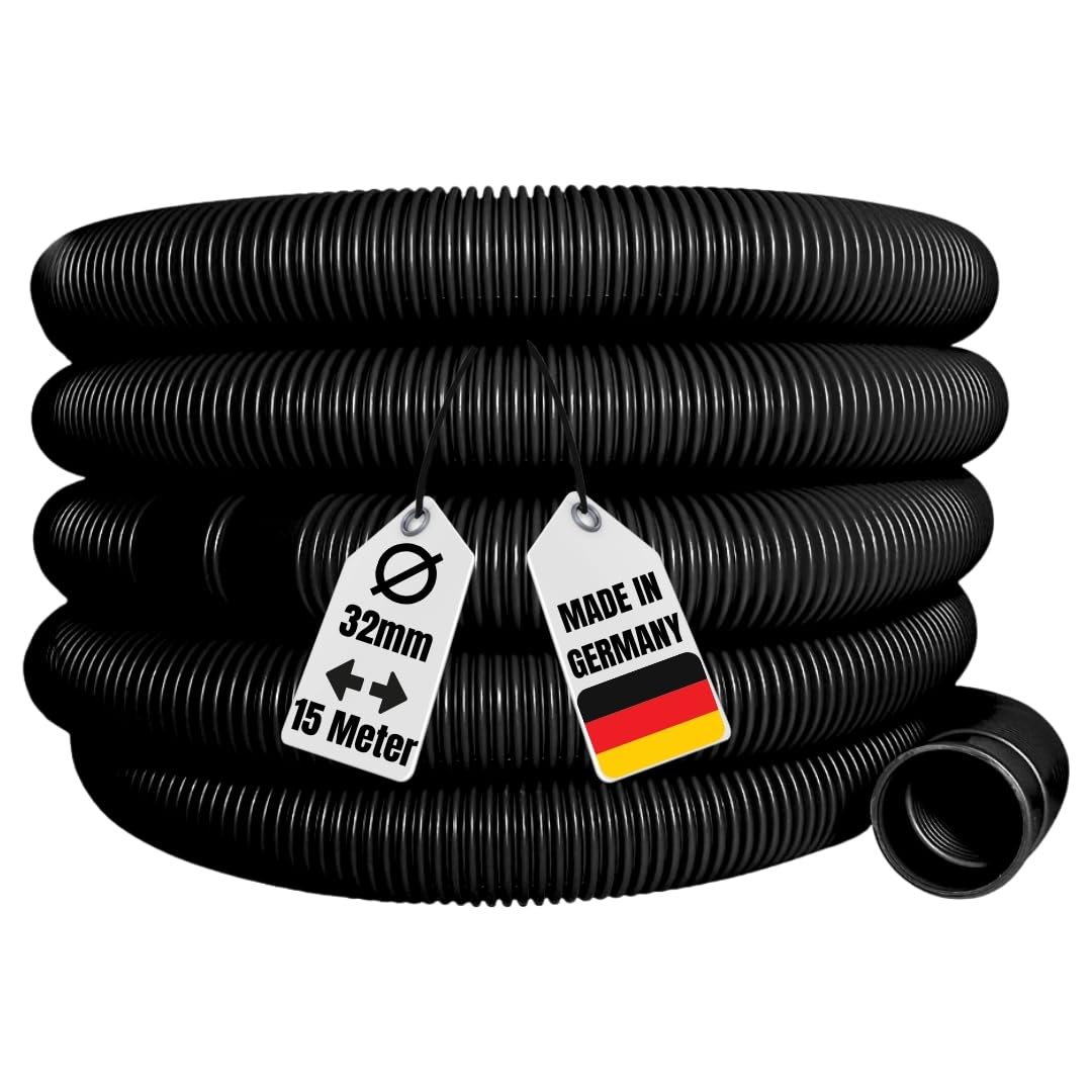 AquaOne Poolschlauch 32mm 15 Meter schwarz 1 1/4" Hochwertiger Pool Schlauch für Garten & Schwimmbad Solarschlauch Schwimmbadschlauch Saugschlauch Pumpenschlauch