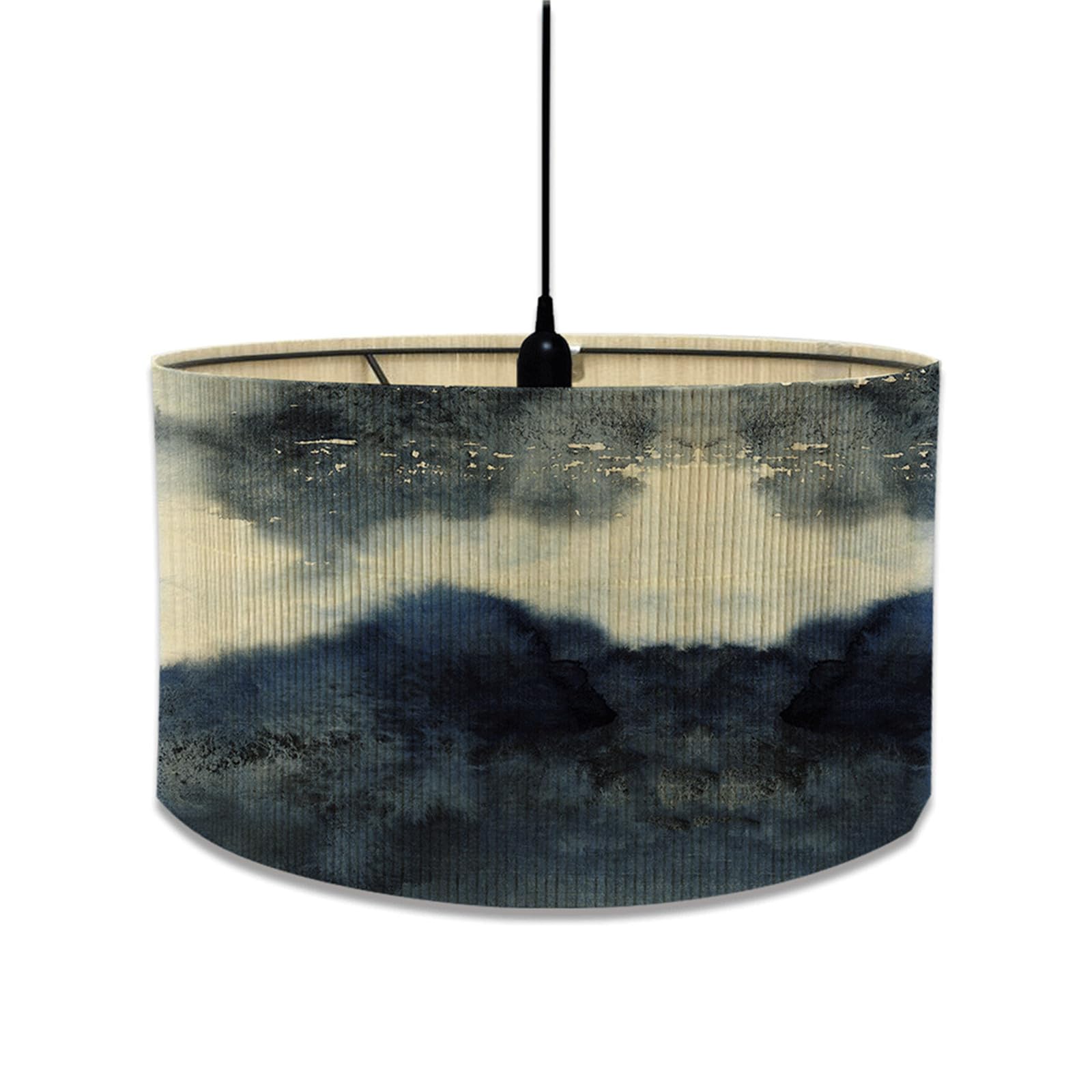 FANSU Round Drum Light Shade for Table Lamp, Modern Marble Pendant Lampshades Easy Fit for Living Rooms, Bedroom, Hallways, Reading Room (Blue,30x30x20cm)