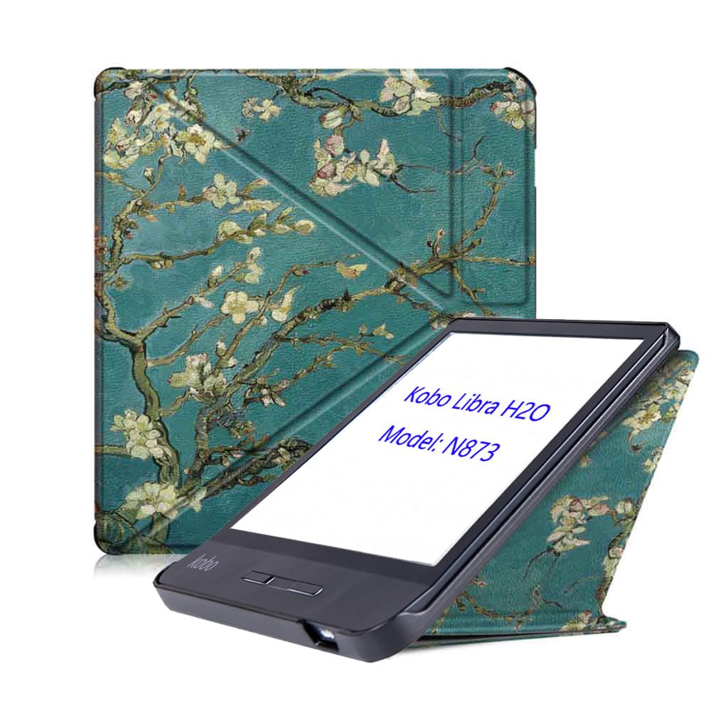 Case for 7-inch Kobo Libra H2O N873 e-reader case with magnetic holder, soft TPU N873 cover, and automatic wake-up function (Dark Green) - 3