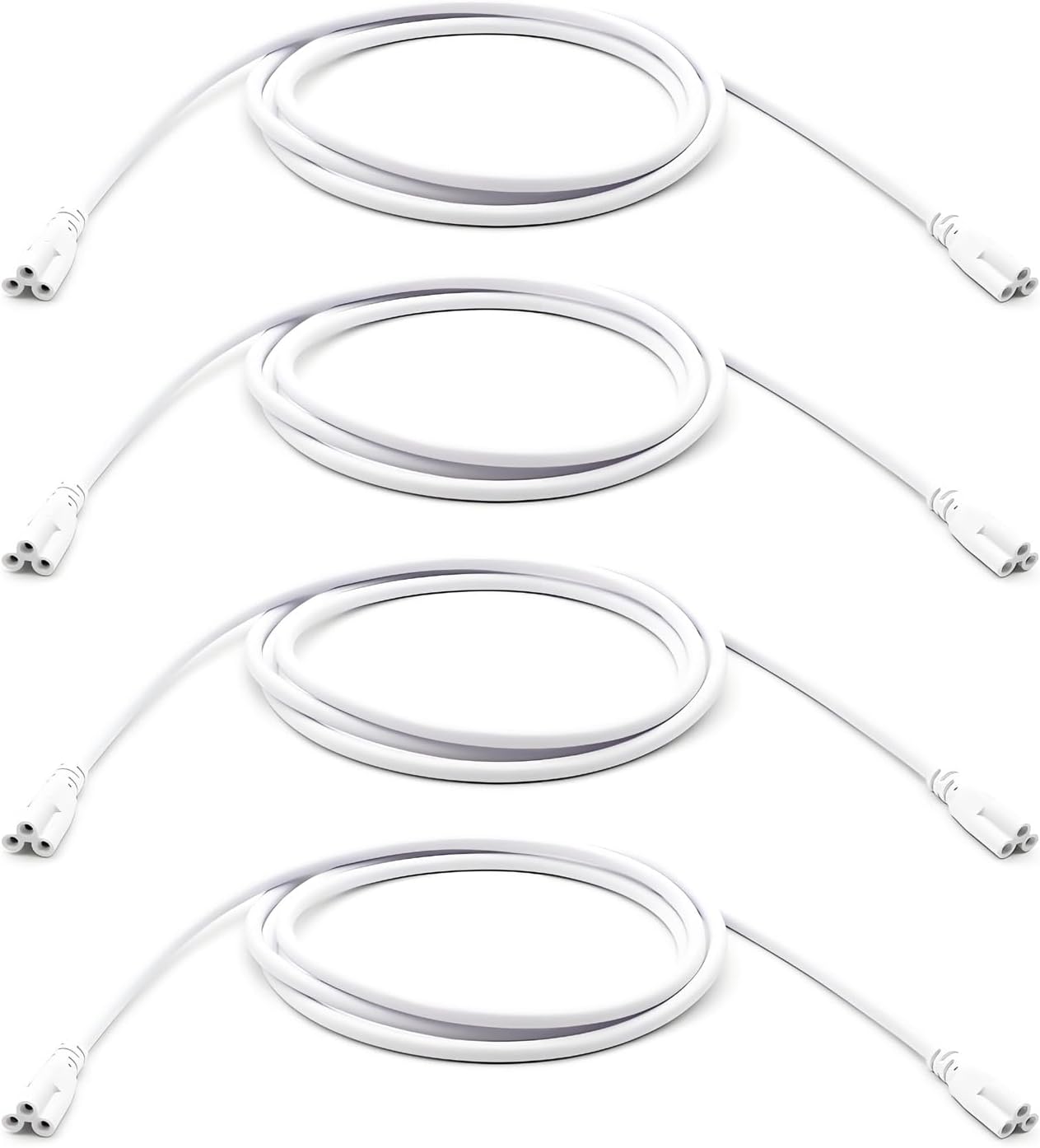 KALINA 6FT T5 T8 Tube Light Fixture LED Linkable Cord, Double end Connector Cable, Power Extension Wire for LED Integrated Single Fixture, Shop, Garage, Under Cabinet Light, Pack of 4