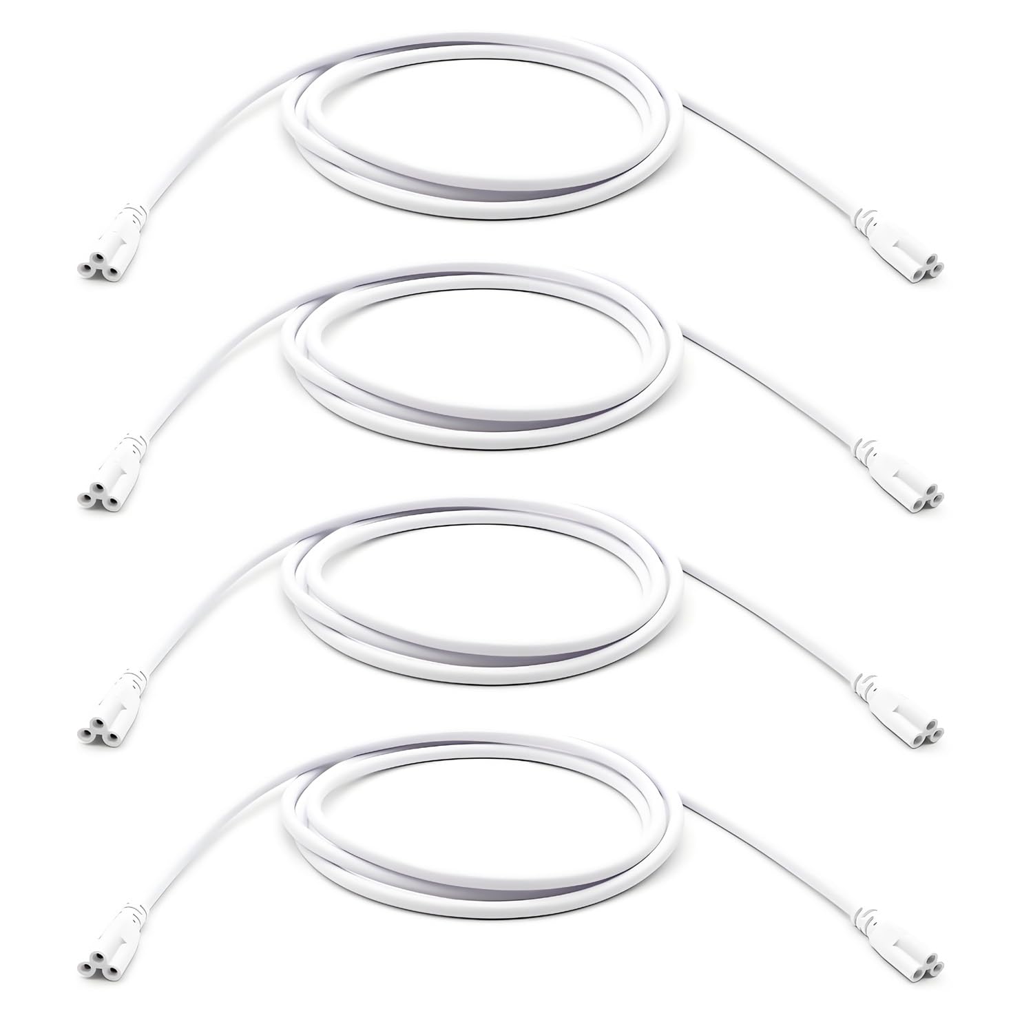 6FT (70-55/64") T5 T8 Tube Light Fixture LED Connected Cable, Double Ended Connector Cable, Power Extension Cord for LED Integrated Single Armature, Store Light, Garage Light, Under Cabinet, Pack of 4