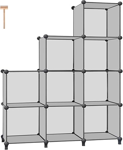 TomCare - Organizador de almacenamiento de 9 cubos, estantes de plástico para armar, estantería modular de libros para el dormitorio, la sala de