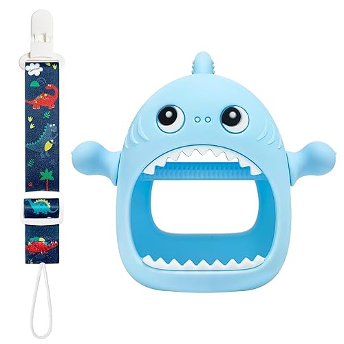 Kpblis Juguete mordedor de silicona para bebés de 0 a 6 meses, nunca se cae, juguetes de dentición para bebés de 6 a 12 meses, chupetes mordedores