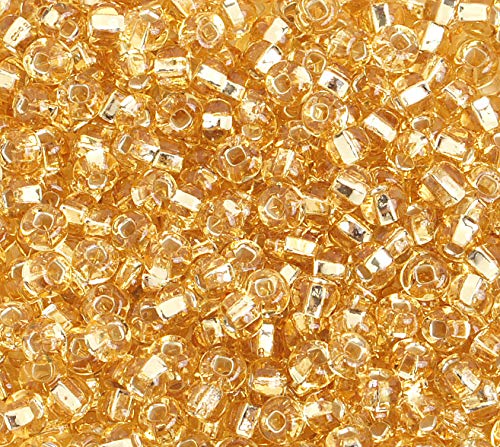 Czech Glass Seed Bead/Pony Bead 6/0 Silver Lined Gold - 500g Bulk Bag by Preciosa (Jablonex)