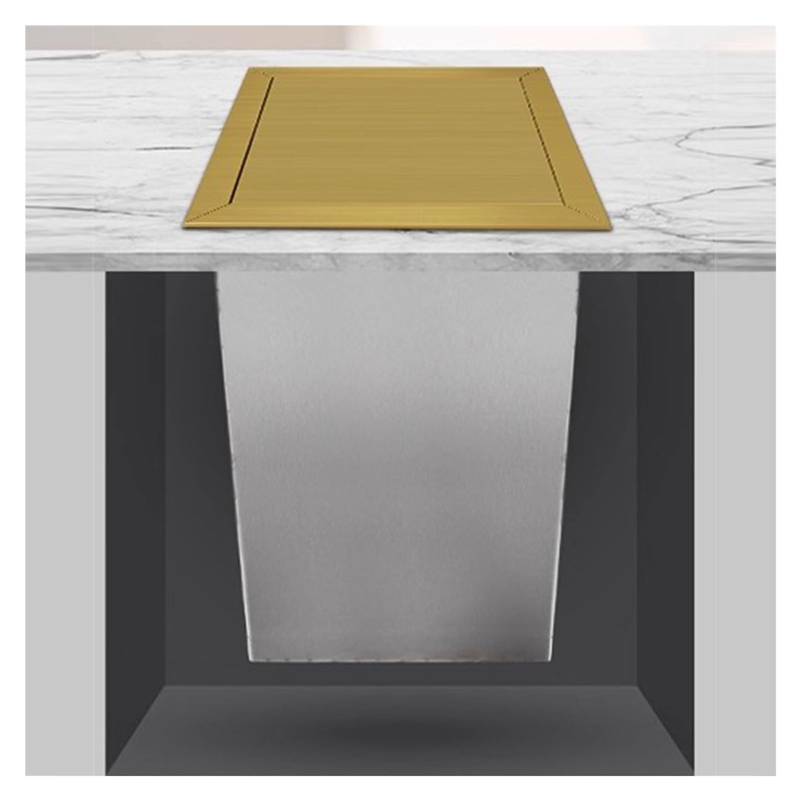 DFGHNBVC Stainless Steel Builtin Trash Can160Mm Kitchen Cabinet Trash Bin With Lid Dropin Garbage Chute For Home Office Restaurant And Hotel,Gold-A-220Mm