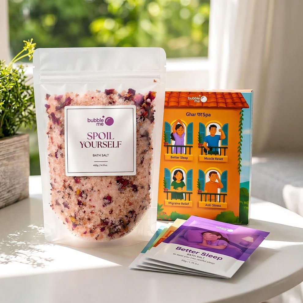 Bubble Me Wellness Ritual Set | Reset Kit + Spoil Yourself Bath Salt | Magnesium Bath Salt Combo | Epsom & Himalayan Pink Salt | Relaxing Bath Soak | Home Spa Self Care Gift-image-25