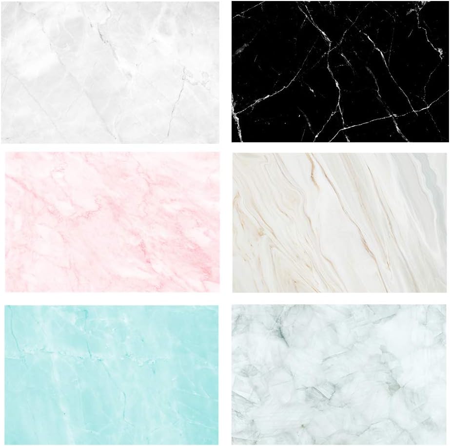 RENIAN Flat Lay Marble Backdrops Set 3pcs 34x21inches/54x84cm Food Photography Photoshoot Background Double Sided Marble for Photo Studio Jewelry Tabletop Blogger Pictures Props, 6 Patterns