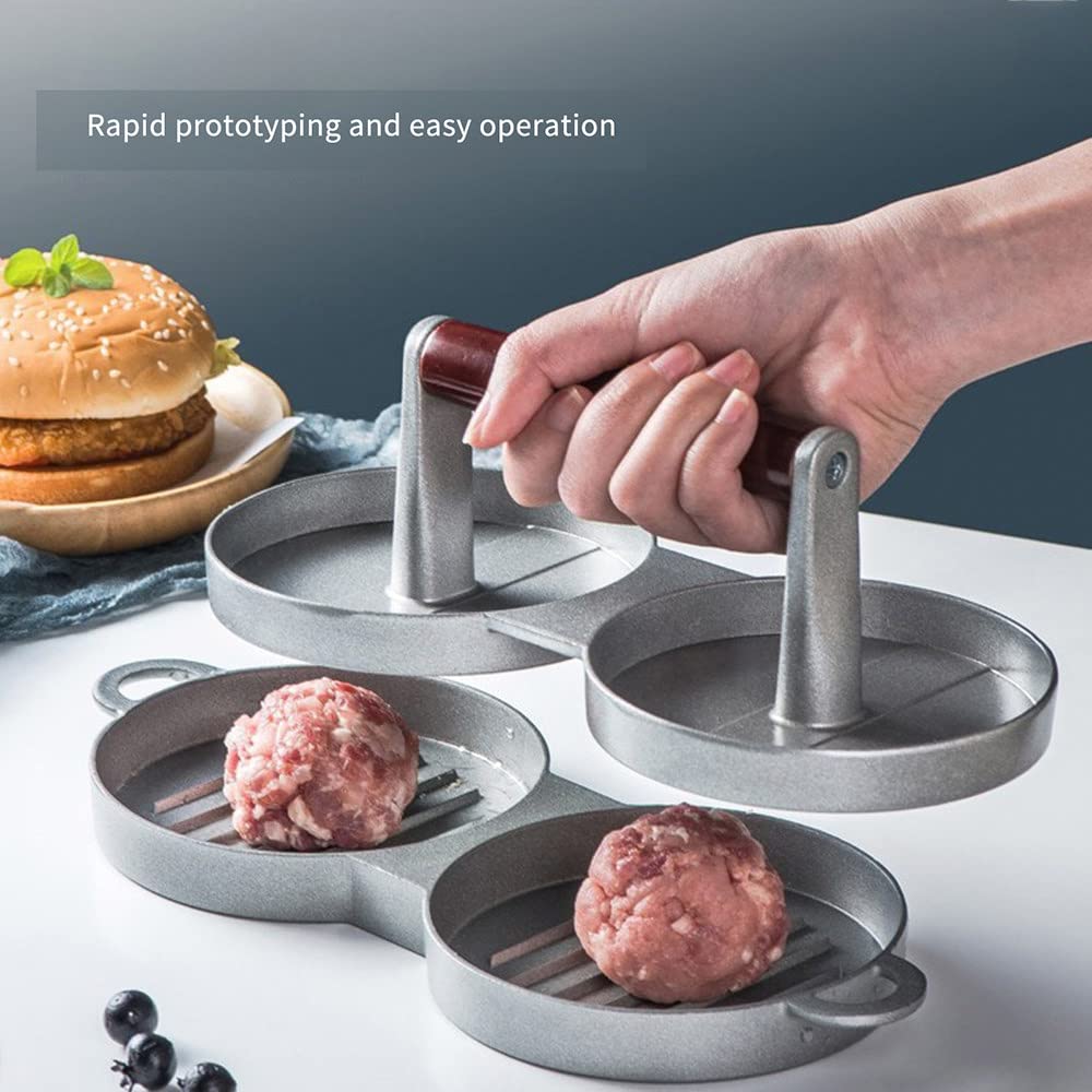 Burgerpresse Aluguss Hamburgerpresse Set, Antihaftbeschichtung Patty Presse mit ABS-Griff, ideal für Burger Fleisch Steak