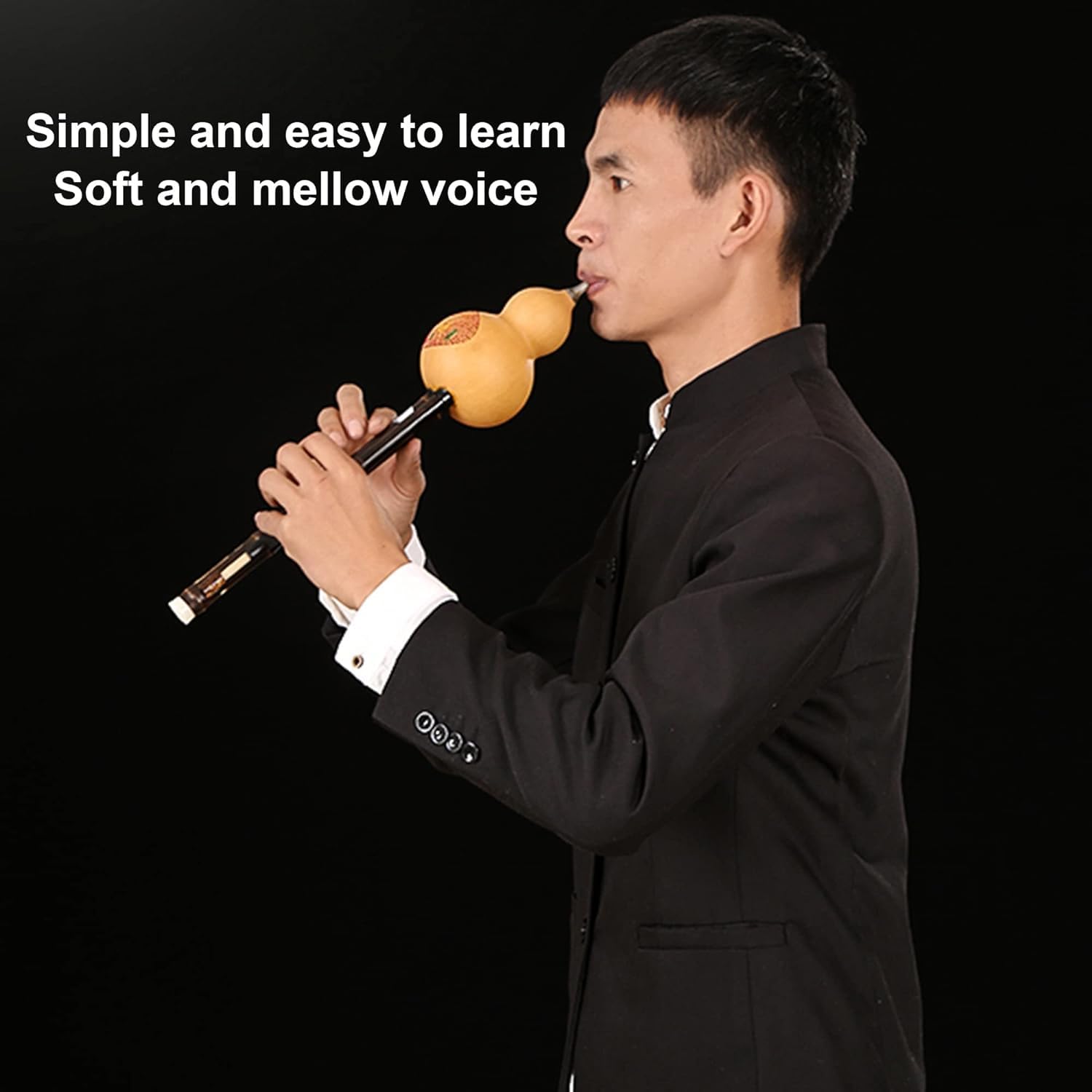 Flauta de cucurbitáceas Hulusi Key C, instrumentos étnicos, flauta de calabaza de bambú profesional china para principiantes, instrumento de calabaza con estuche