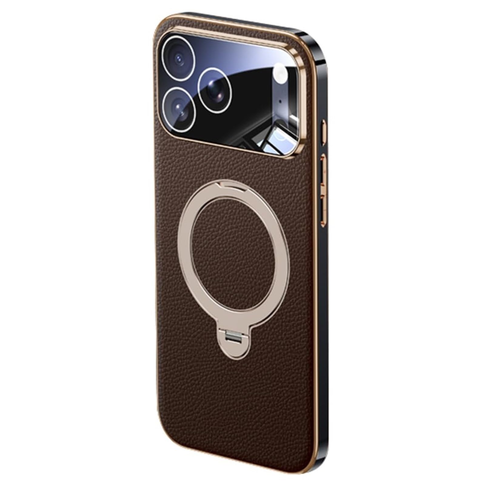 Generisch Etui do iPhone 17 Pro Max / 17 Pro / 17 Air/17, etui na energię elektryczną, ze skóry, magnetyczny uchwyt samochodowy (brązowe, 17 Pro)