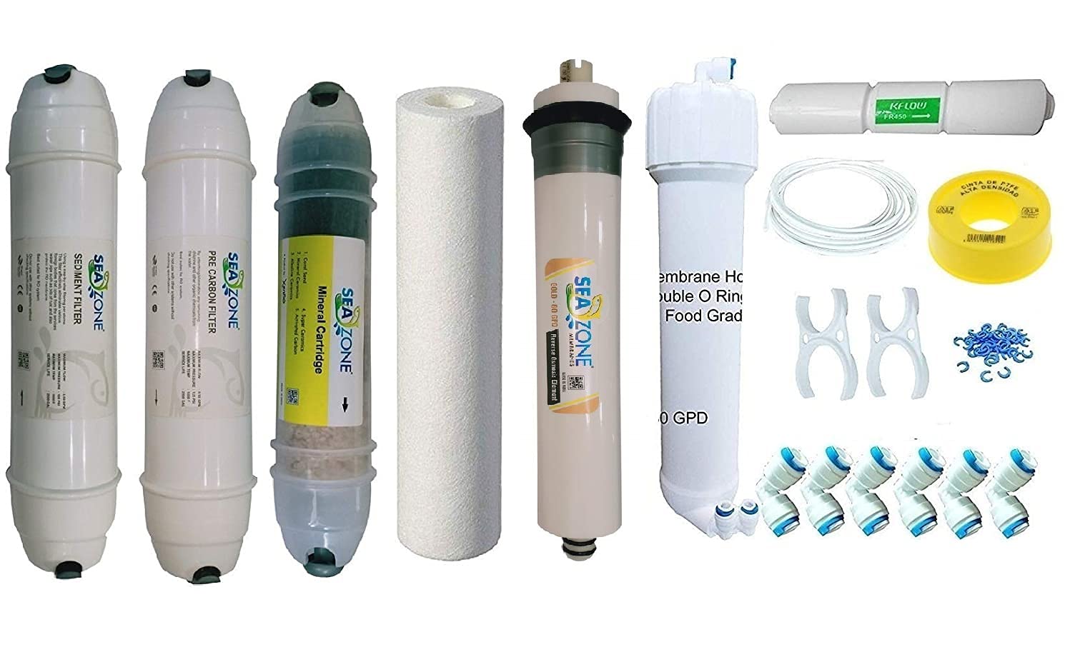 Xenflo Ro Replacement Service Kit (13 Item Kit) As Per Main Image (80 GPD Gold, 8" Inch Mineral Cartridge+ Membrane with Membrane Housing) Suitable for All RO Water Purifier