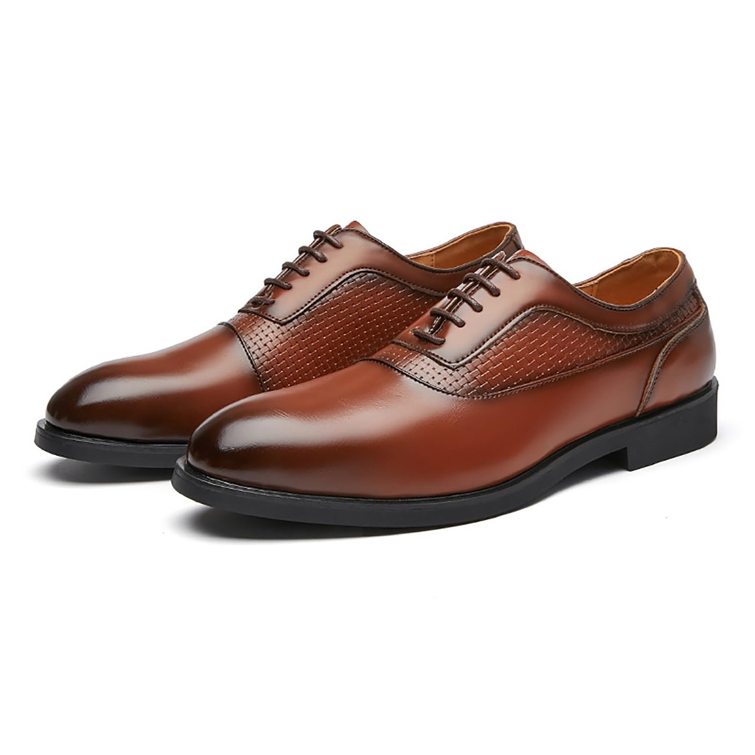 Scarpe eleganti Oxford da uomo - Calzature classiche da ufficio formali stringate for matrimonio Comode scarpe da ufficio Nero Marrone