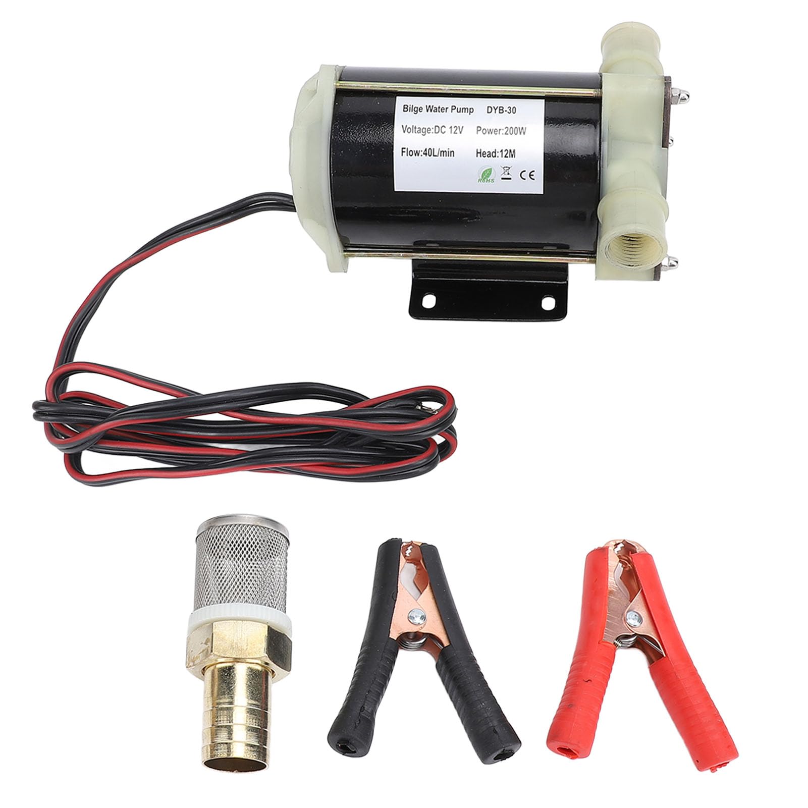 Pompa per acqua di sentina PolyGen 12 V 200 W con girante flessibile, pompa autoadescante eroga 40 l/min a 12 m di prevalenza per applicazioni con acqua dolce e salata