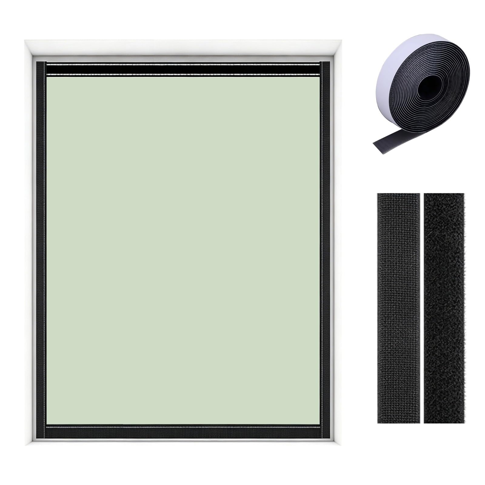 Blackout Curtains For Bedroom, 90x120cm Magnetic Blackout Shades, 100% Black Out Waterproof Window Curtains With Hook & Loop Strips For Any Window Frames(Paste Green,160x200cm)