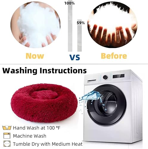 Miniatura 2 de Camas pequeñas para gatos de interior  Cama para gatos lavable de 16 pulgadas, camas para perros pequeños, cama redonda antiansiedad de pelo
