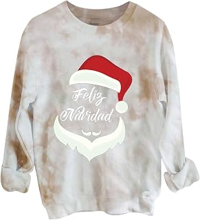 YuzRong Women'S Long Sleeve Knitted Pullover Sweatshirt For Women Winter Christmas Long-Sleeve Printed O Collar Loose Top Shirt Quick Drying Walking Travelling Wear