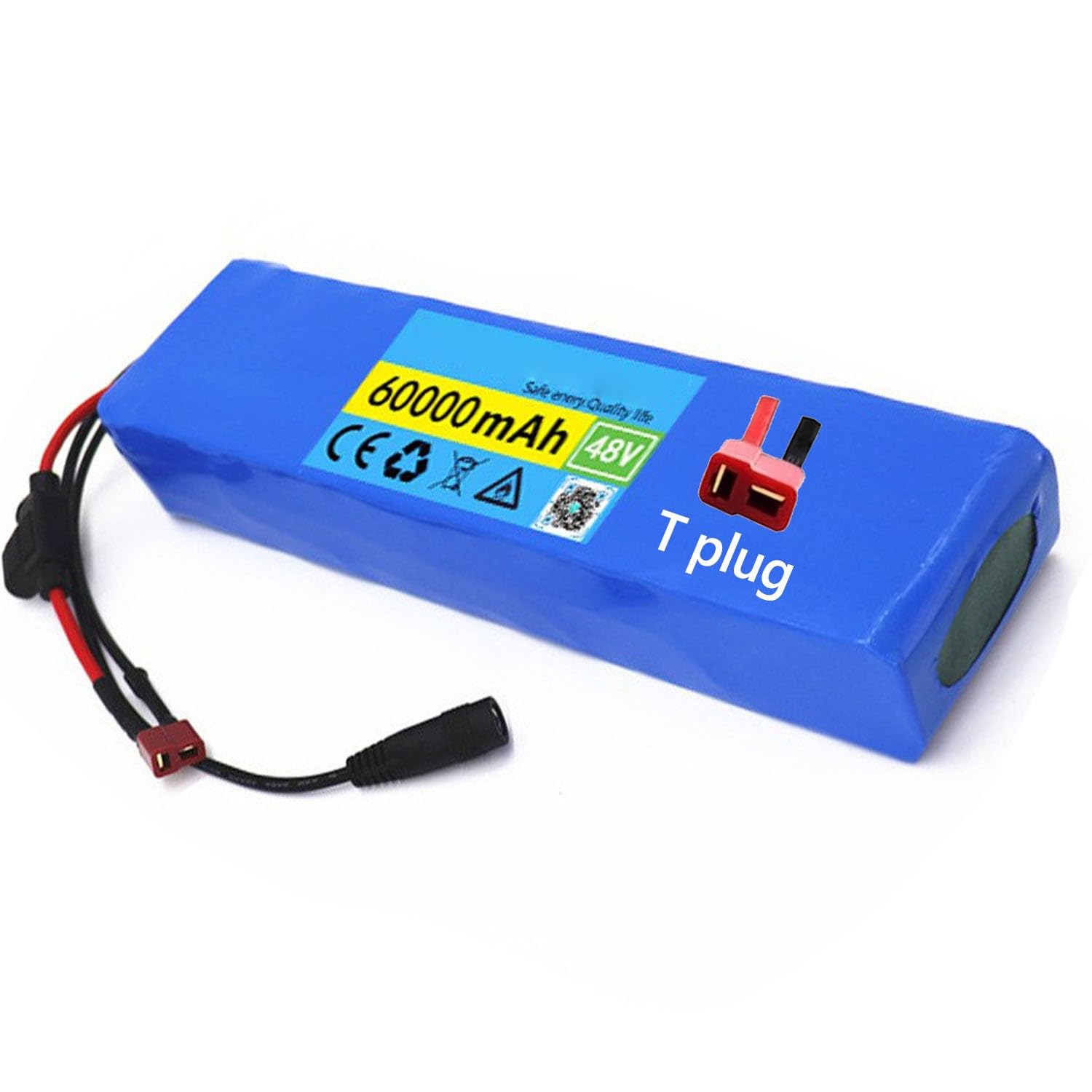 Batería E-Bike 48V 60Ah 13S2P Bicicleta Eléctrica Batería de Ion Litio para 200W-1000W Motor Bicicleta Eléctrica Scooter con BMS y Cargador 54.6V 2A