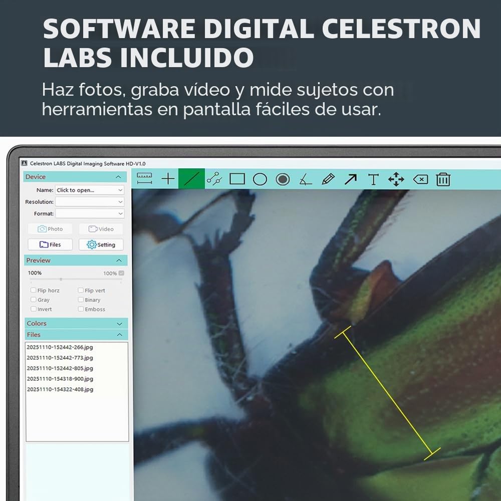 Capture sus descubrimientos con el microscopio digital portátil Deluxe 44302-C de Celestron, gris