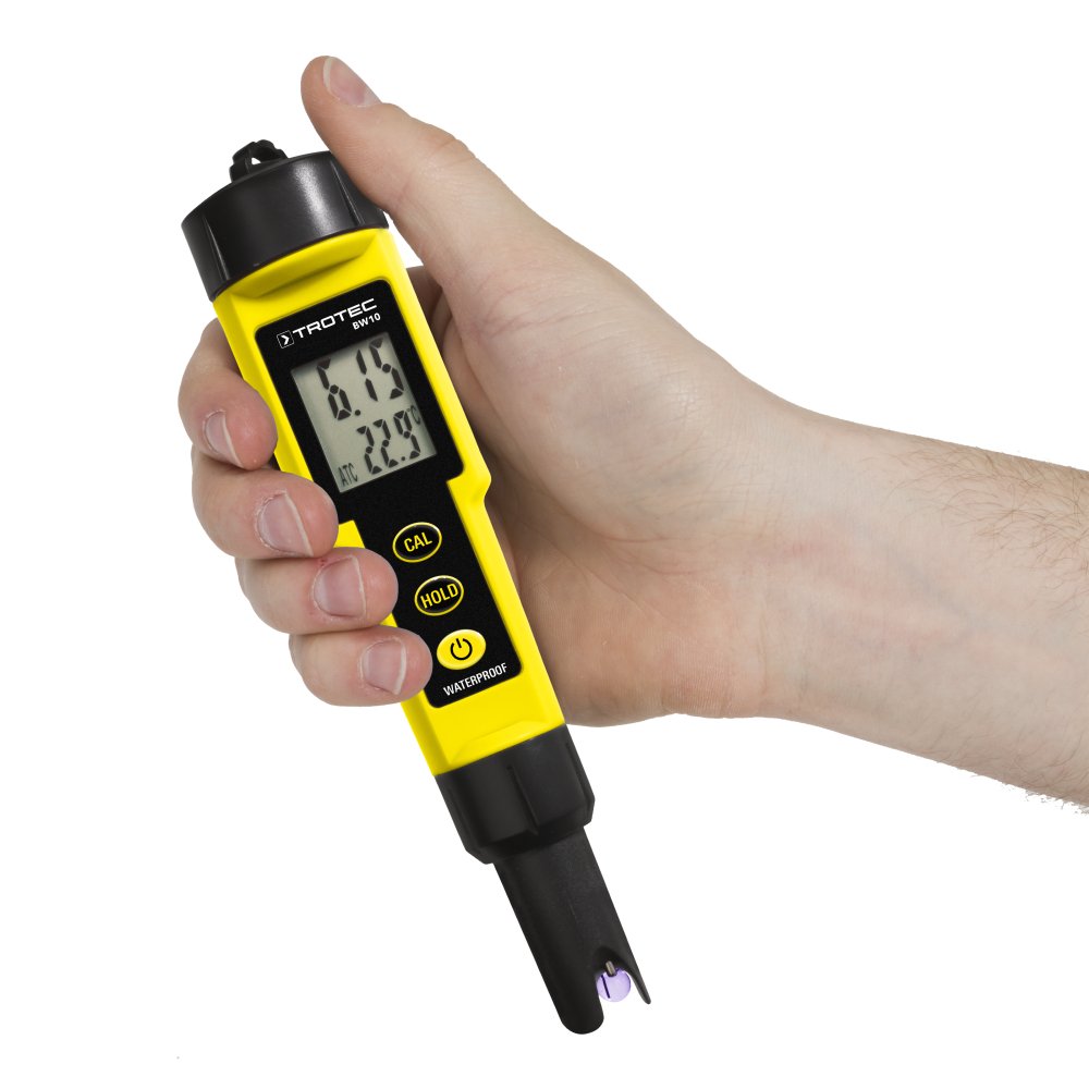 TROTEC pH Wert Messgerät BW10 – Für Aquarium, Teich, Pool – Messbereich 0,00-14,00 pH, Abschaltautomatik, Wassertemperatur