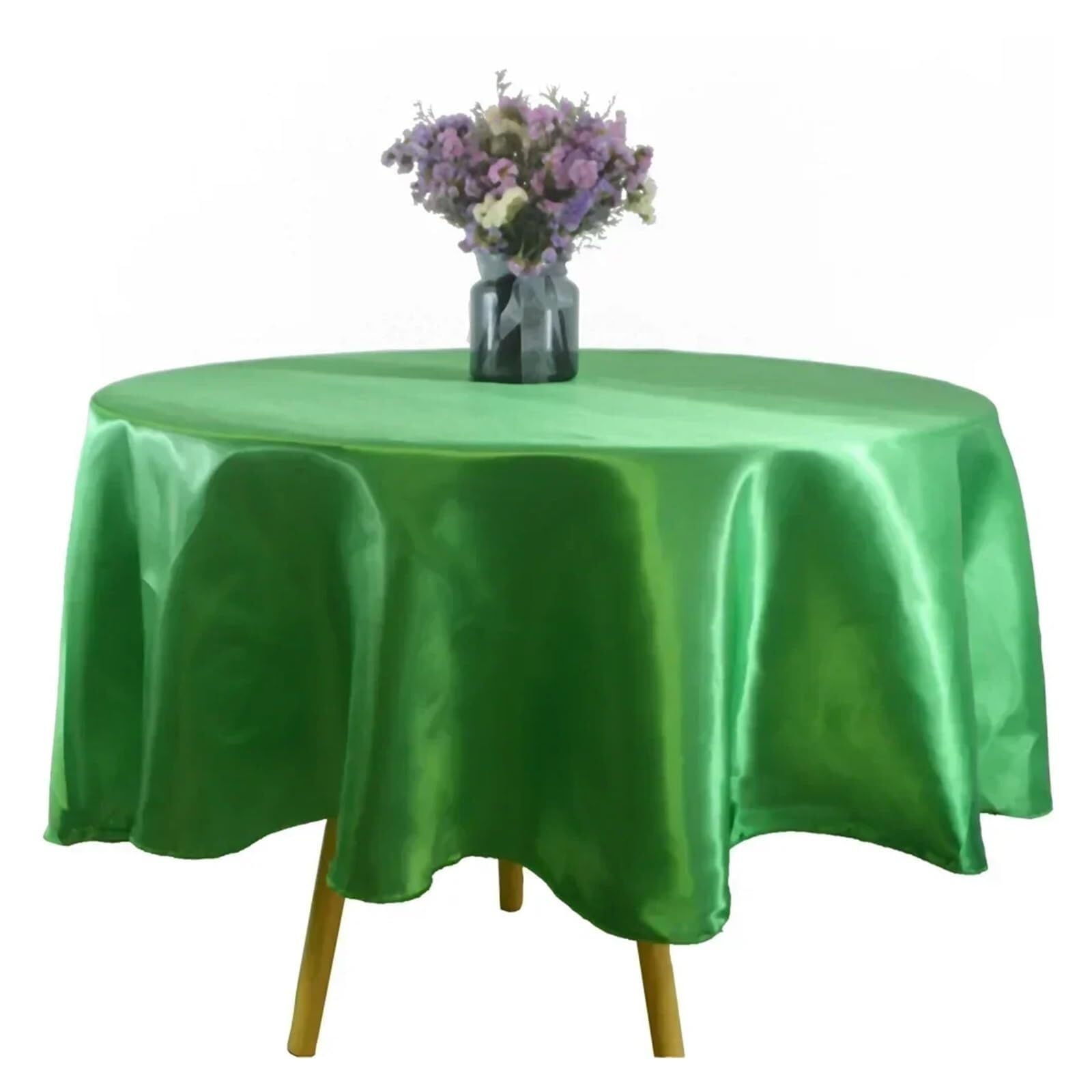 Runde Satin Tischdecke Grün 145 cm Glänzend Tischauflage für Hochzeit Party Esszimmer