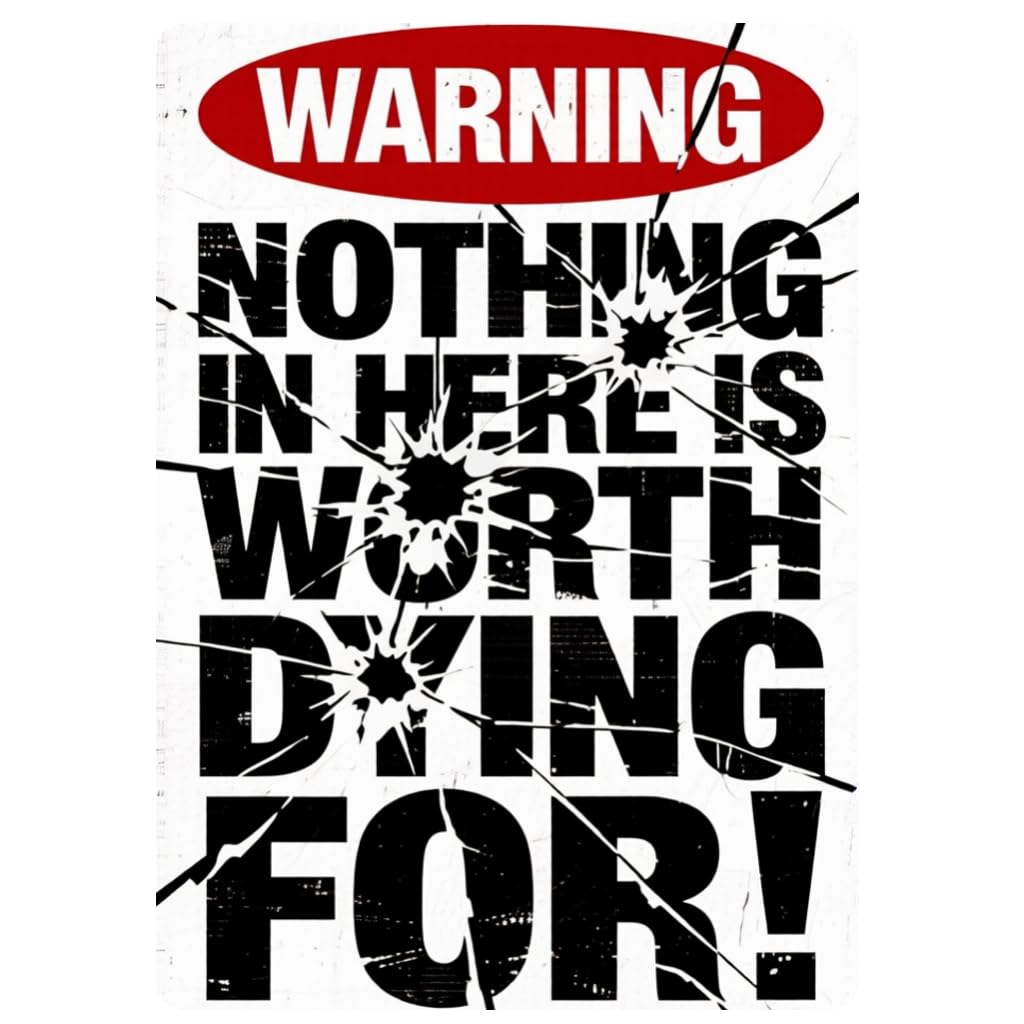 Nothing Inside Worth Dying For Tin Sign, 8x12 Inch