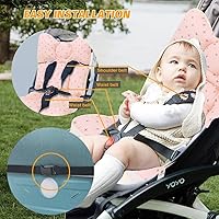 Vista 3 de Cojín de asiento de bebé para cochecito, suave y transpirable, malla de aire 3D de algodón, cojín universal para cochecito de bebé (cruz rosa)