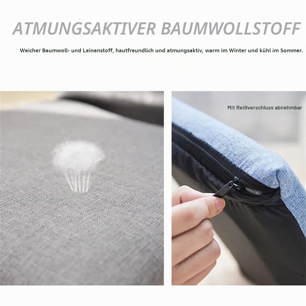 Garvee Bodenstuhl mit Rückenlehne Faltbarer, 6-stufiger Verstellbarer Baumwoll-Polster-Sessel für Wohnzimmer & Terrasse (83×41×17.5 cm), Grau