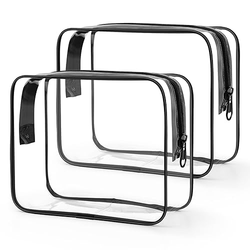 Wedama Bolsa de aseo transparente, bolsas de cosméticos con cremallera, accesorios de viaje de aeropuerto, bolsas de maquillaje de PVC para viajes,