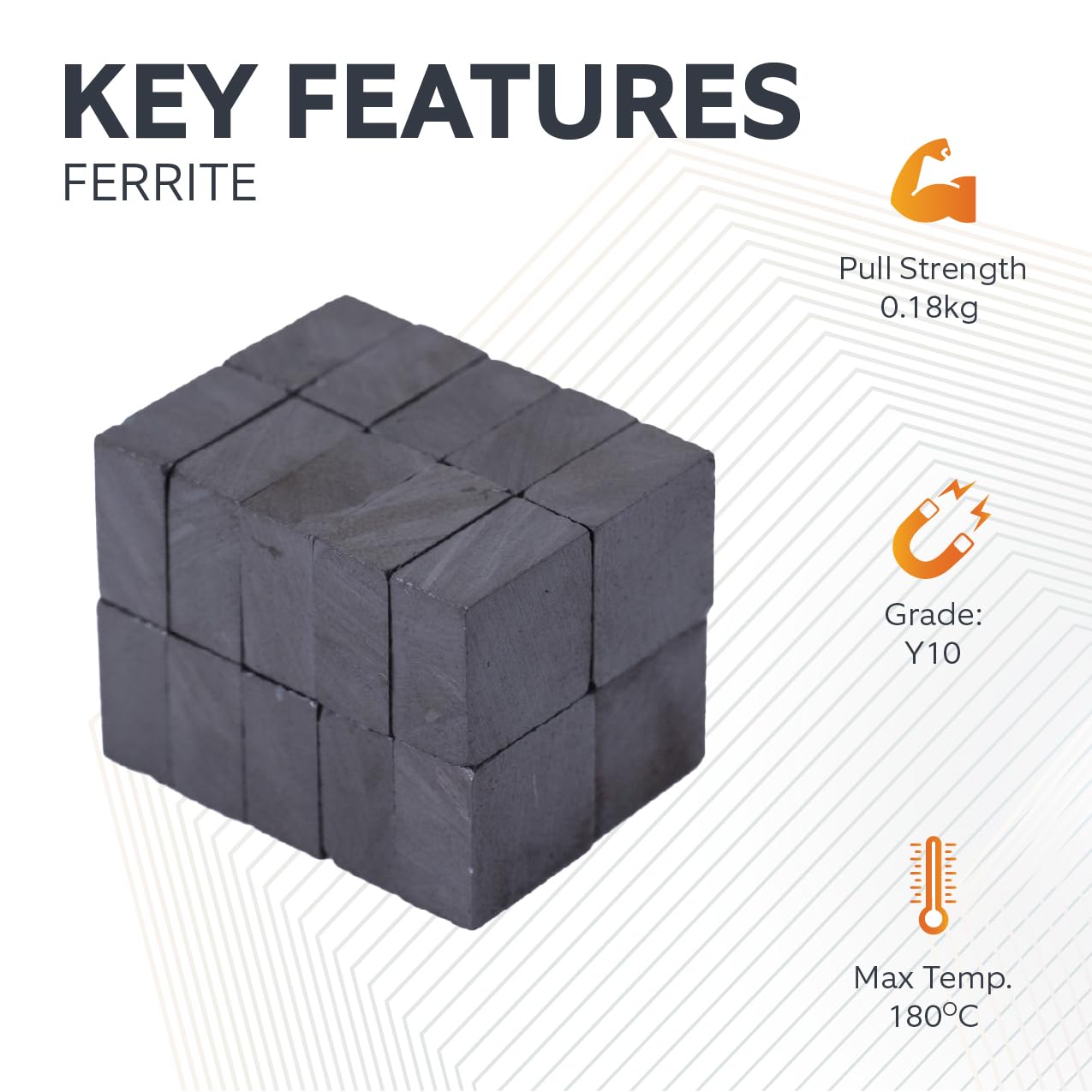 Magnes Expert 10 x 10 x 5 mm grubości Y10 magnes ferrytowy - 0,18 kg pociągnięcie (20 szt.)