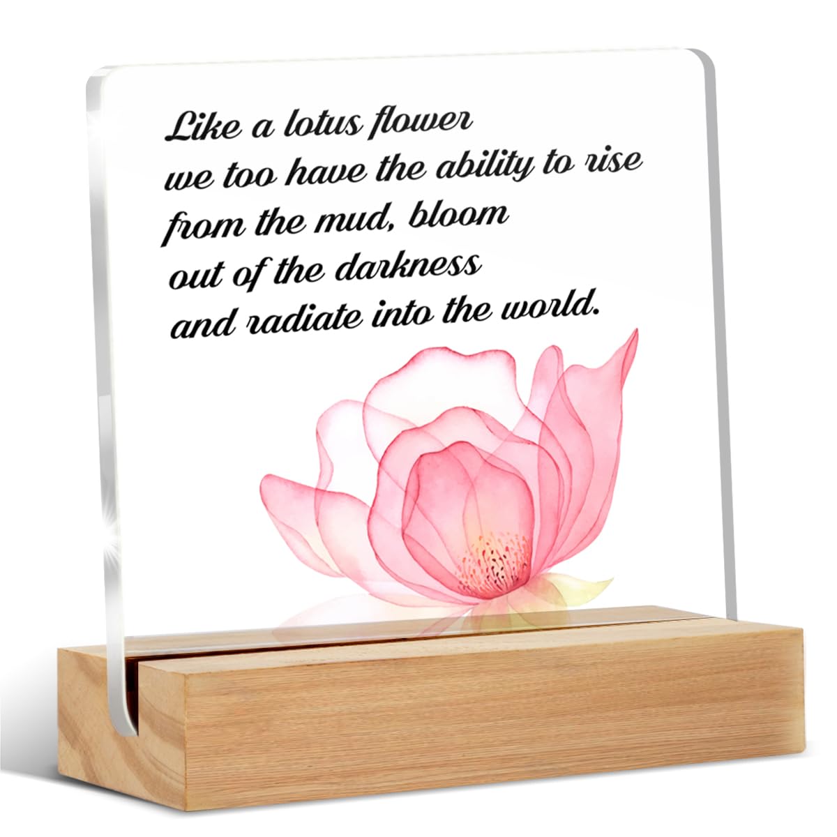 Motivational Desk Sign Decor for Home Office, Inspirational Gifts for Women Just Like the Lotus Acrylic Sign Keepsake