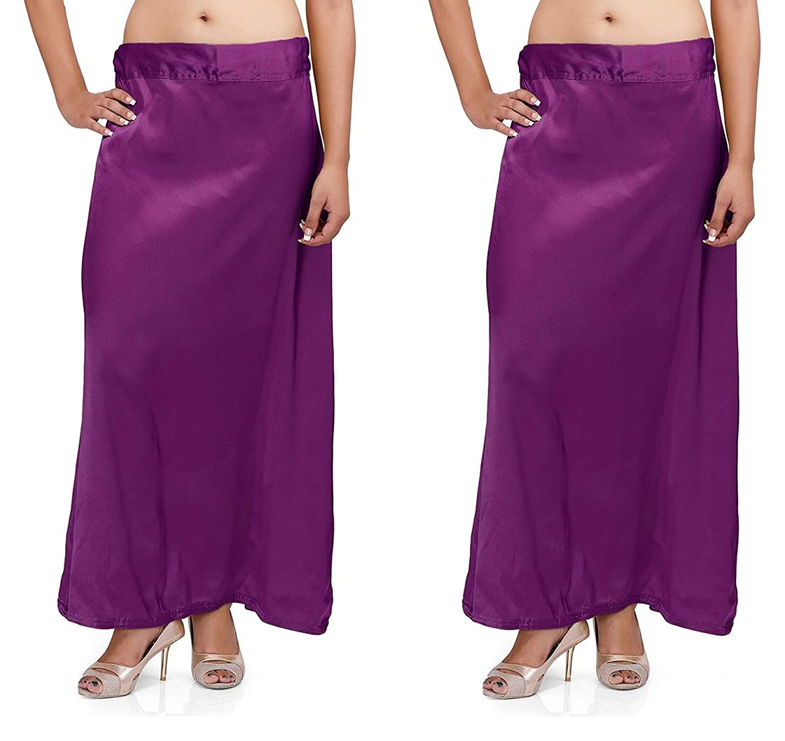 Guddan Satin Readymade Petticoat Stretchable Body Shaper Underskirt Indian Lining Shapers for Womens Sarees Combo (Free Size)
